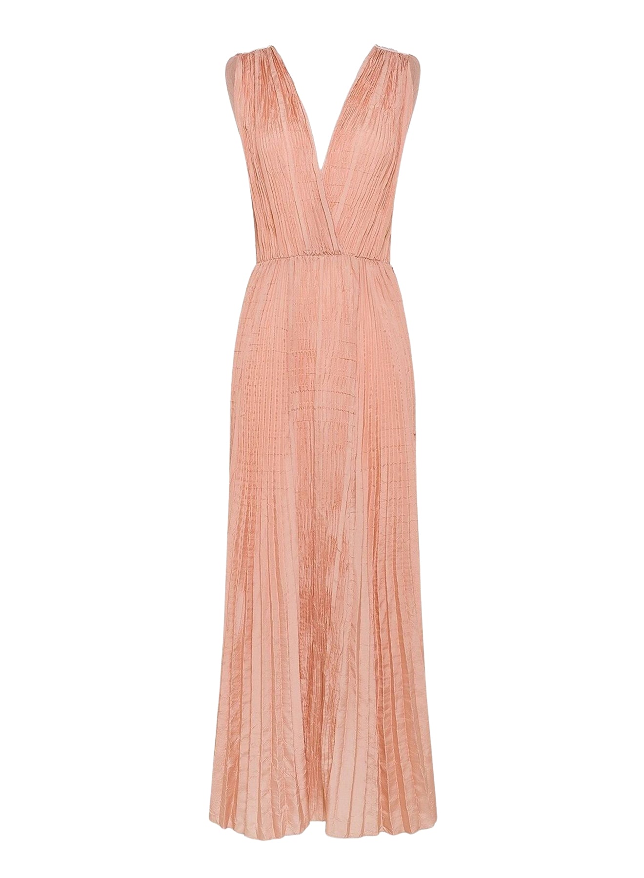 Silk blend draped neck dress - Cipria