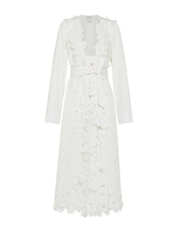 Robe en soie brodée En Fleur - Bianco