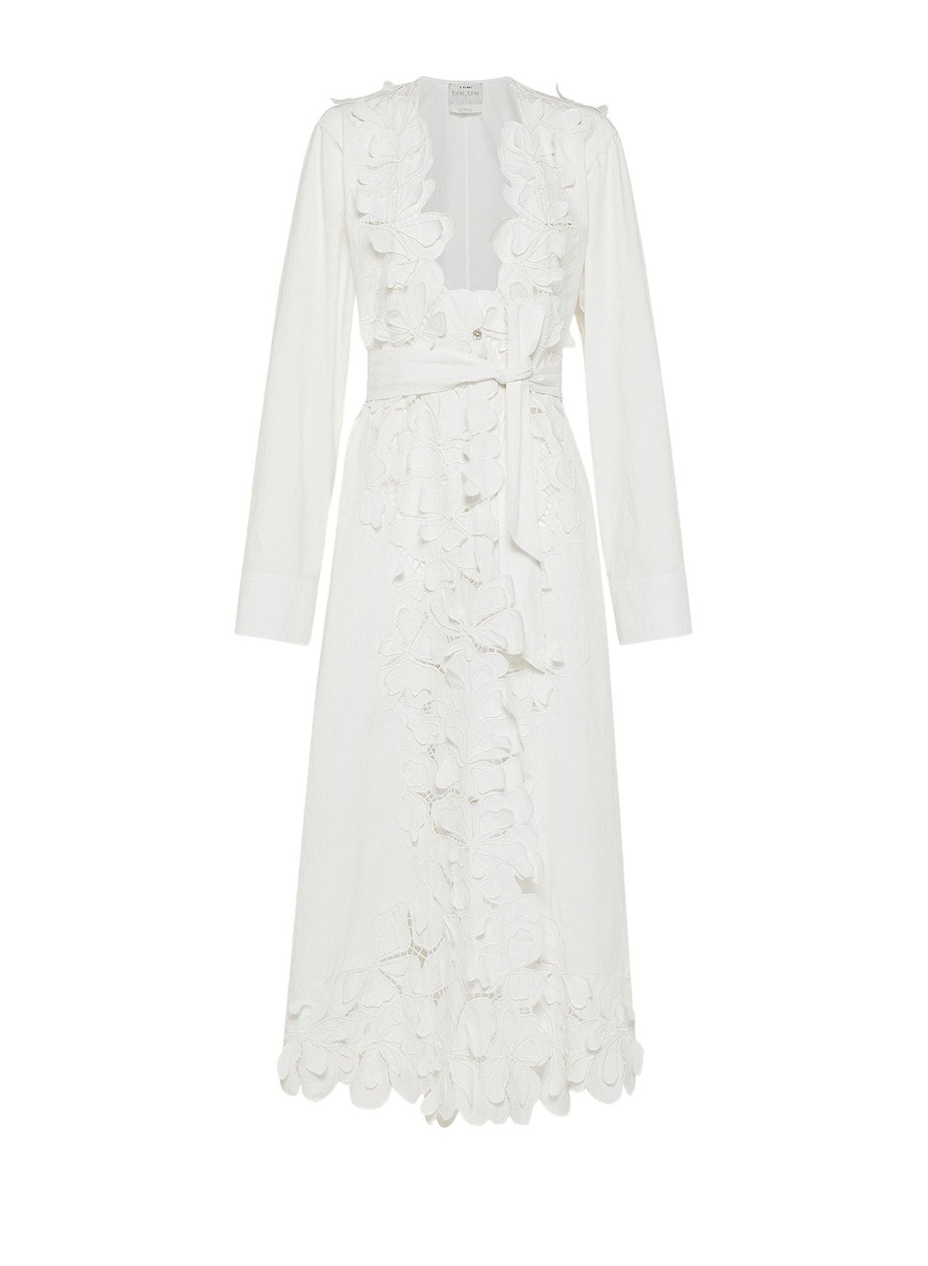 Robe en soie brodée En Fleur - Bianco