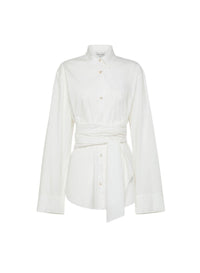 Chemise nouée en soie - Bianco