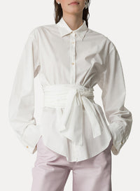 Chemise avec ceinture à la taille - Bianco