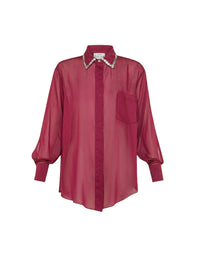 Chemise avec broderie de perles en soie mélangée - Ruby