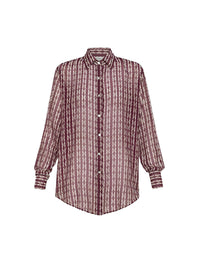Chemise oversize imprimé "Chaonette" en soie - Ruby