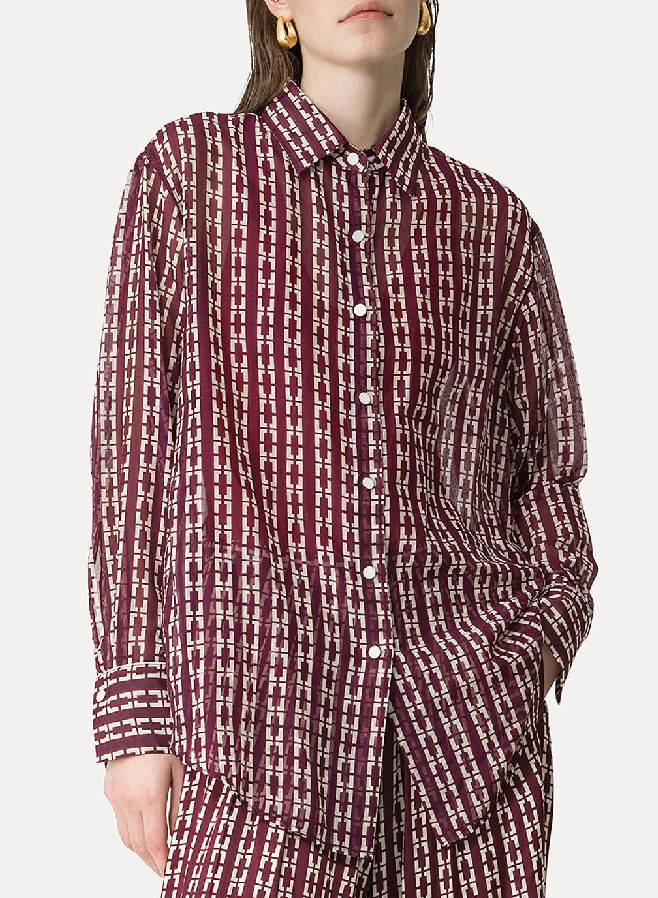 Chemise oversize imprimé "Chaonette" en soie - Ruby