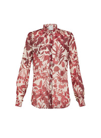 Chemise regular imprimé "Nuages Fleuris" en soie - Lacca