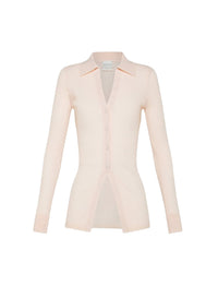 Cardigan polo en laine - Ivory
