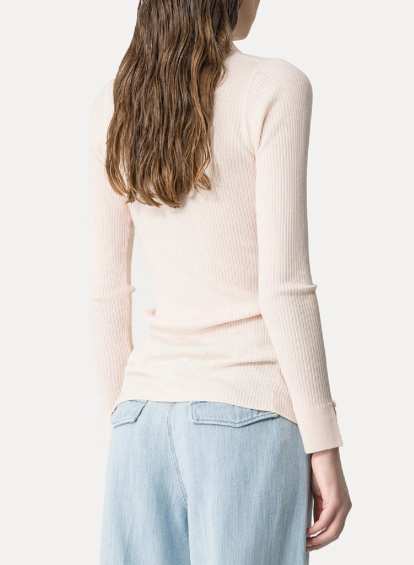 Cardigan polo en laine - Ivory