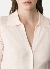 Cardigan polo en laine - Ivory