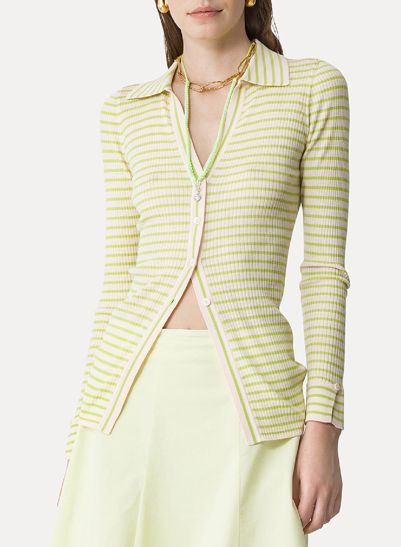 Wool polo cardigan - Lacca