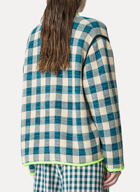 Veste à carreaux en laine - Peacock