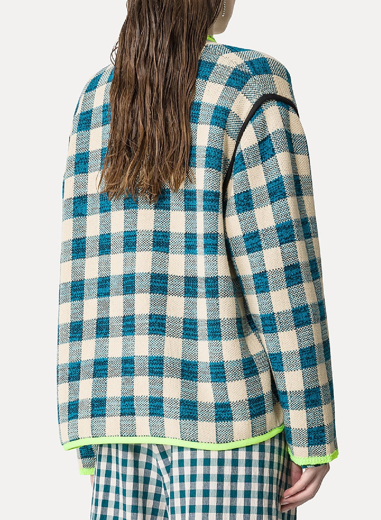 Veste à carreaux en laine - Peacock