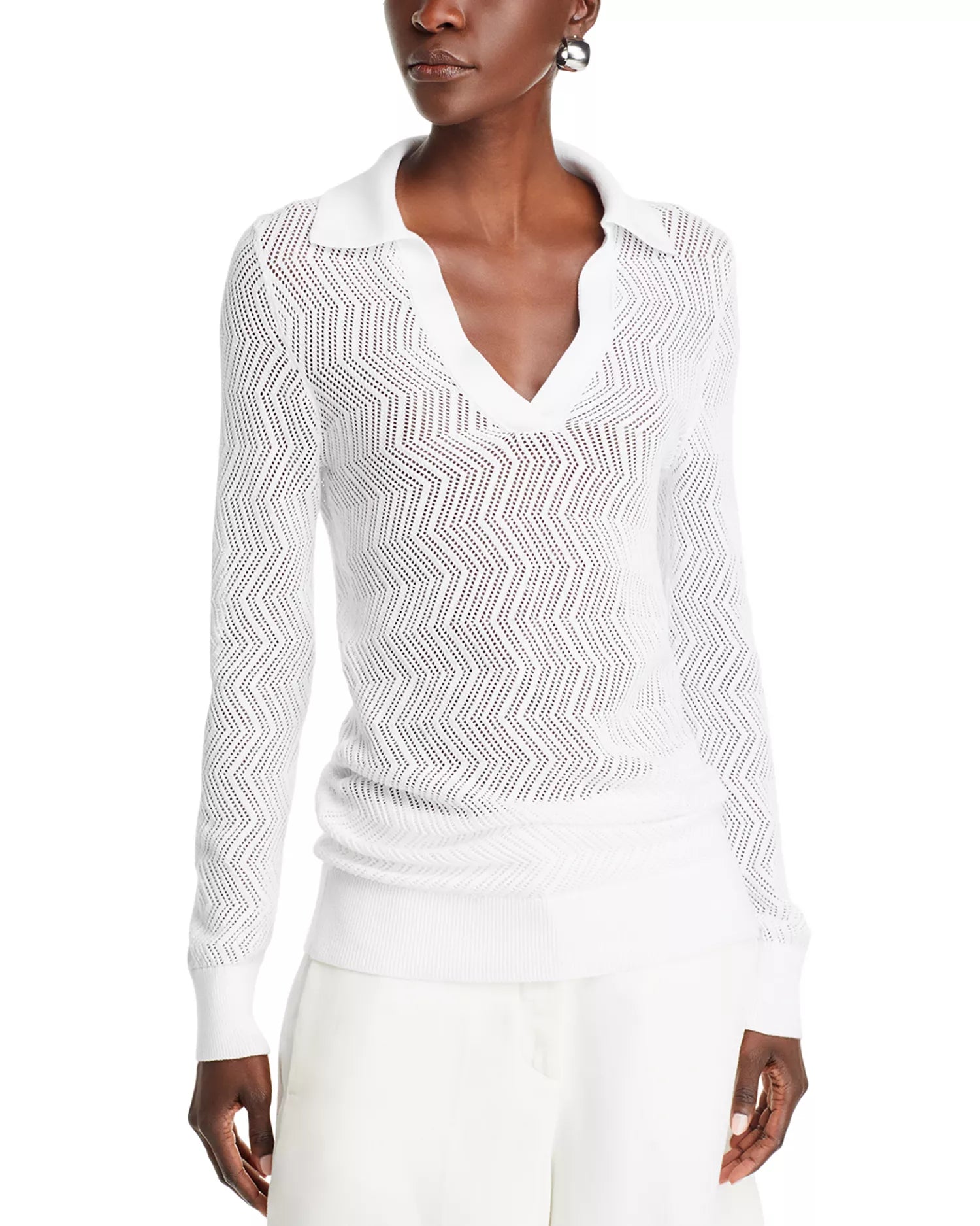 Pull Agnes tricoté en zig zag - Off White
