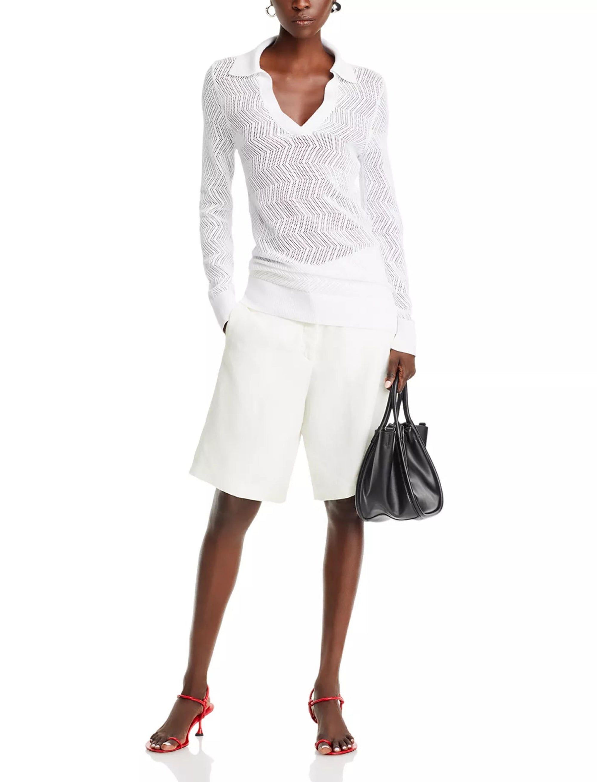 Pull Agnes tricoté en zig zag - Off White