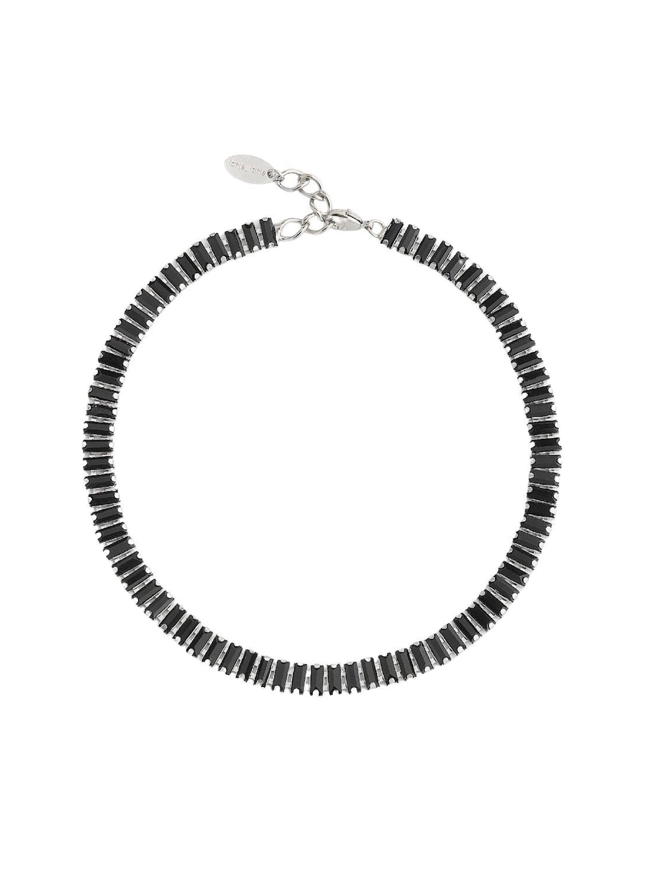 Choker necklace with coloured crystals in brass - Nero