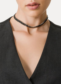 Choker necklace with coloured crystals in brass - Nero