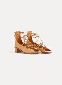 Sandales avec lacets tubulaires 35 en cuir - Naturale