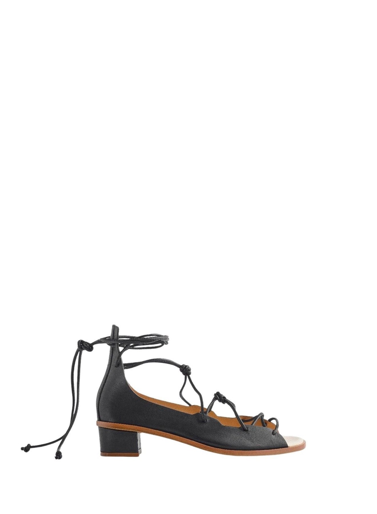 Sandales avec lacets tubulaires 35 en cuir - Nero
