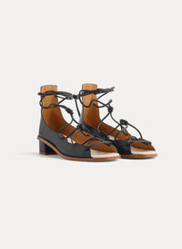 Sandales avec lacets tubulaires 35 en cuir - Nero
