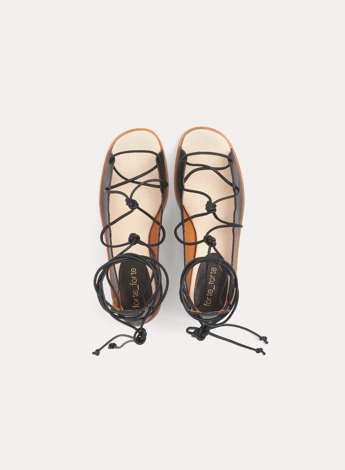 Sandales avec lacets tubulaires 35 en cuir - Nero