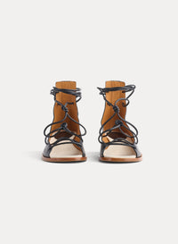 Sandales avec lacets tubulaires 35 en cuir - Nero