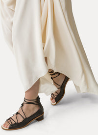 Sandales avec lacets tubulaires 35 en cuir - Naturale
