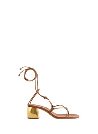 Sandales avec lacets tubulaires 50 en cuir - Cuoio