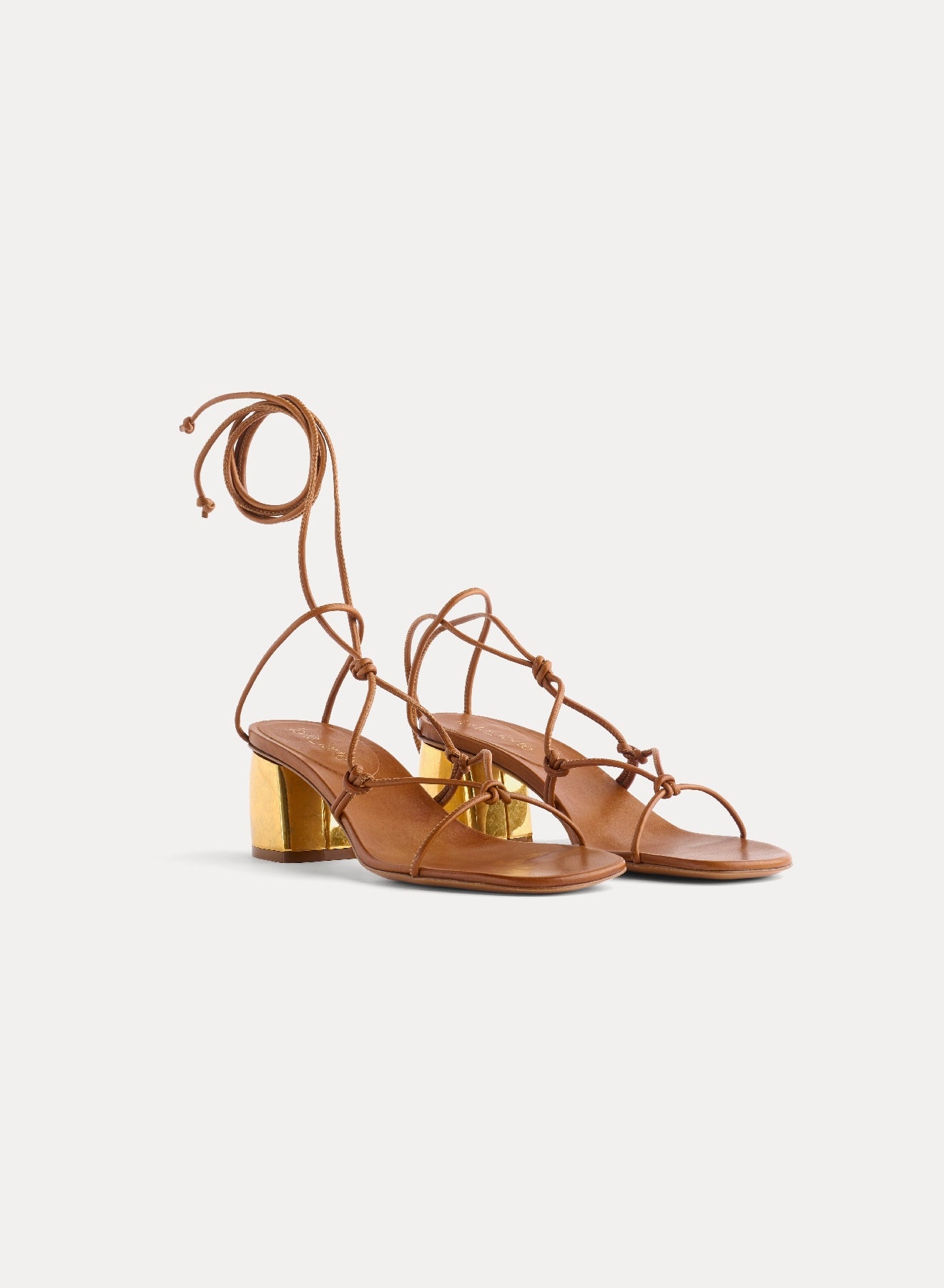 Sandales avec lacets tubulaires 50 en cuir - Cuoio