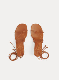 Sandales avec lacets tubulaires 50 en cuir - Cuoio