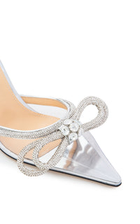 Double Bow 85 rhinestone mules - Clear