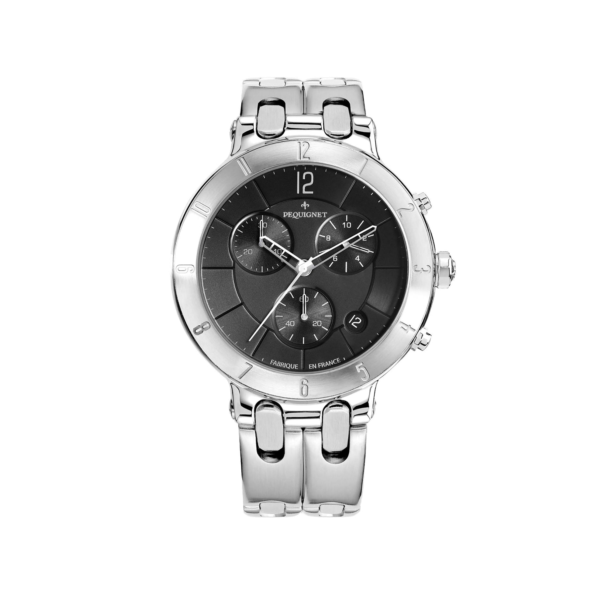 Moorea Chrono watch in steel 42 mm - Black