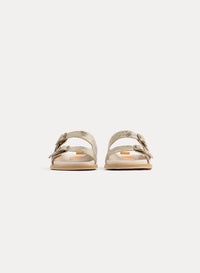 Sandales effet craquelé à boucles en cuir - Platino