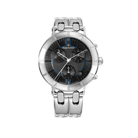 Moorea Chrono watch in steel 42 mm - Black with blue edging