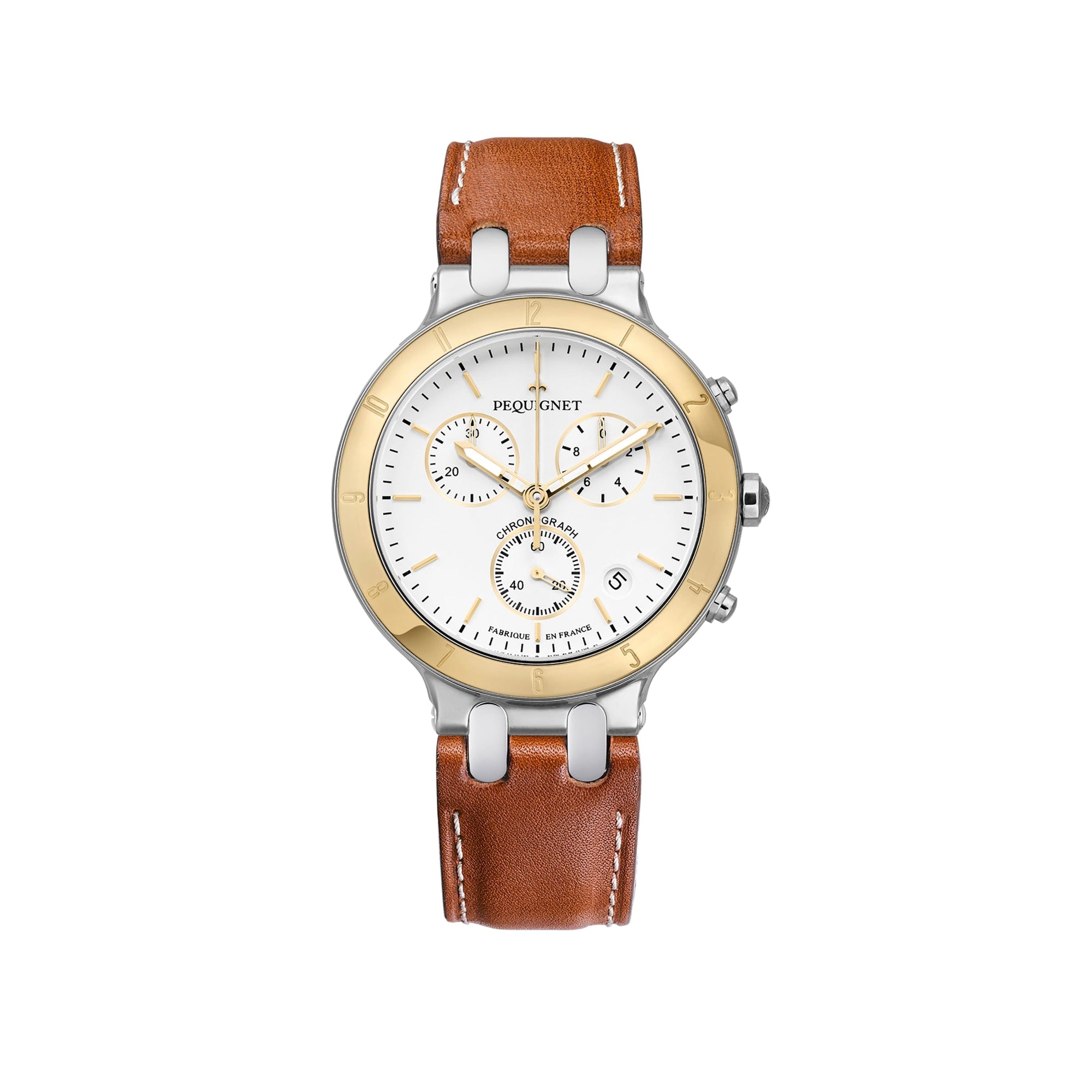 Moorea Chrono watch in steel and gold 42 mm - White