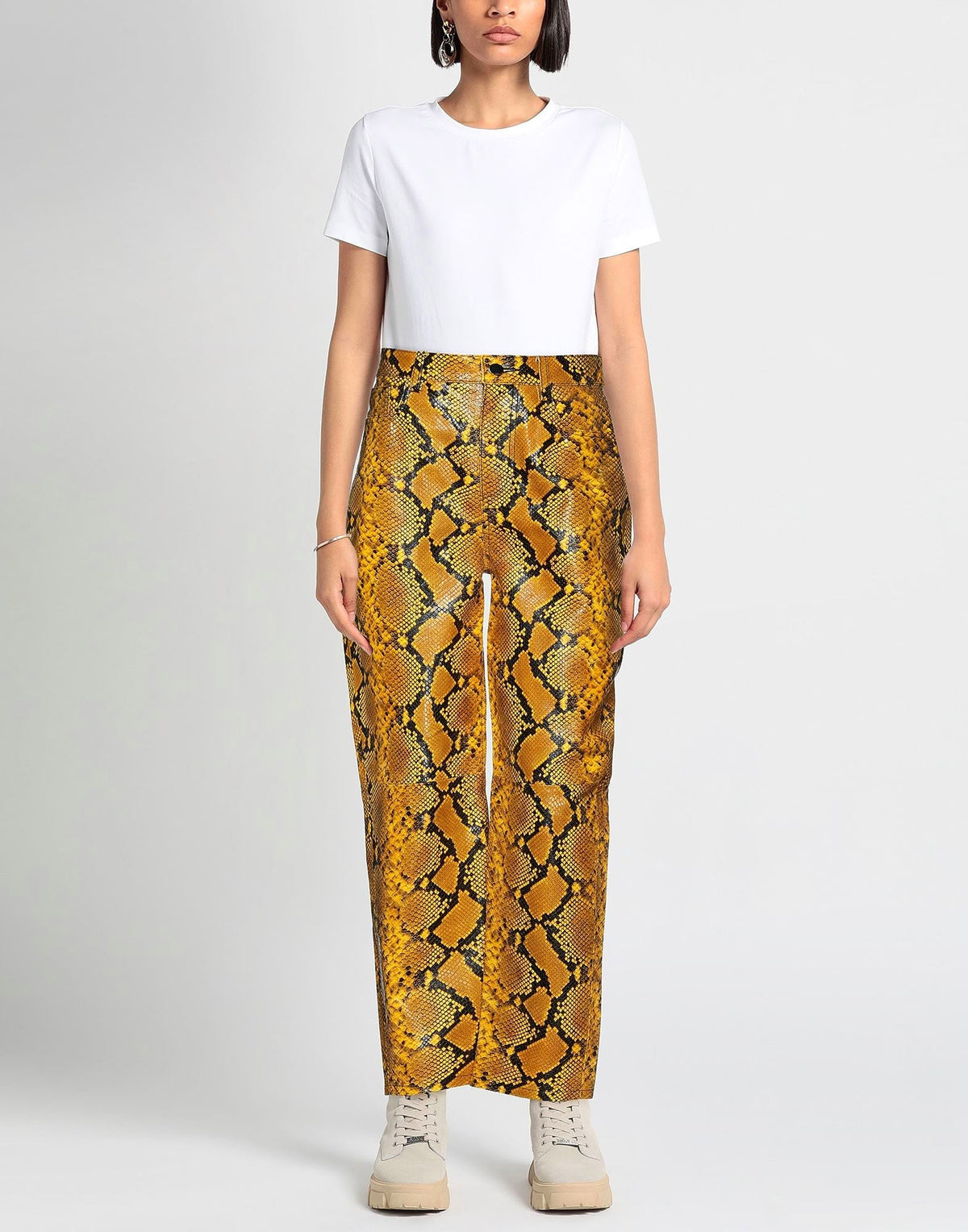 Pantalon cintré en cuir - Black & Green