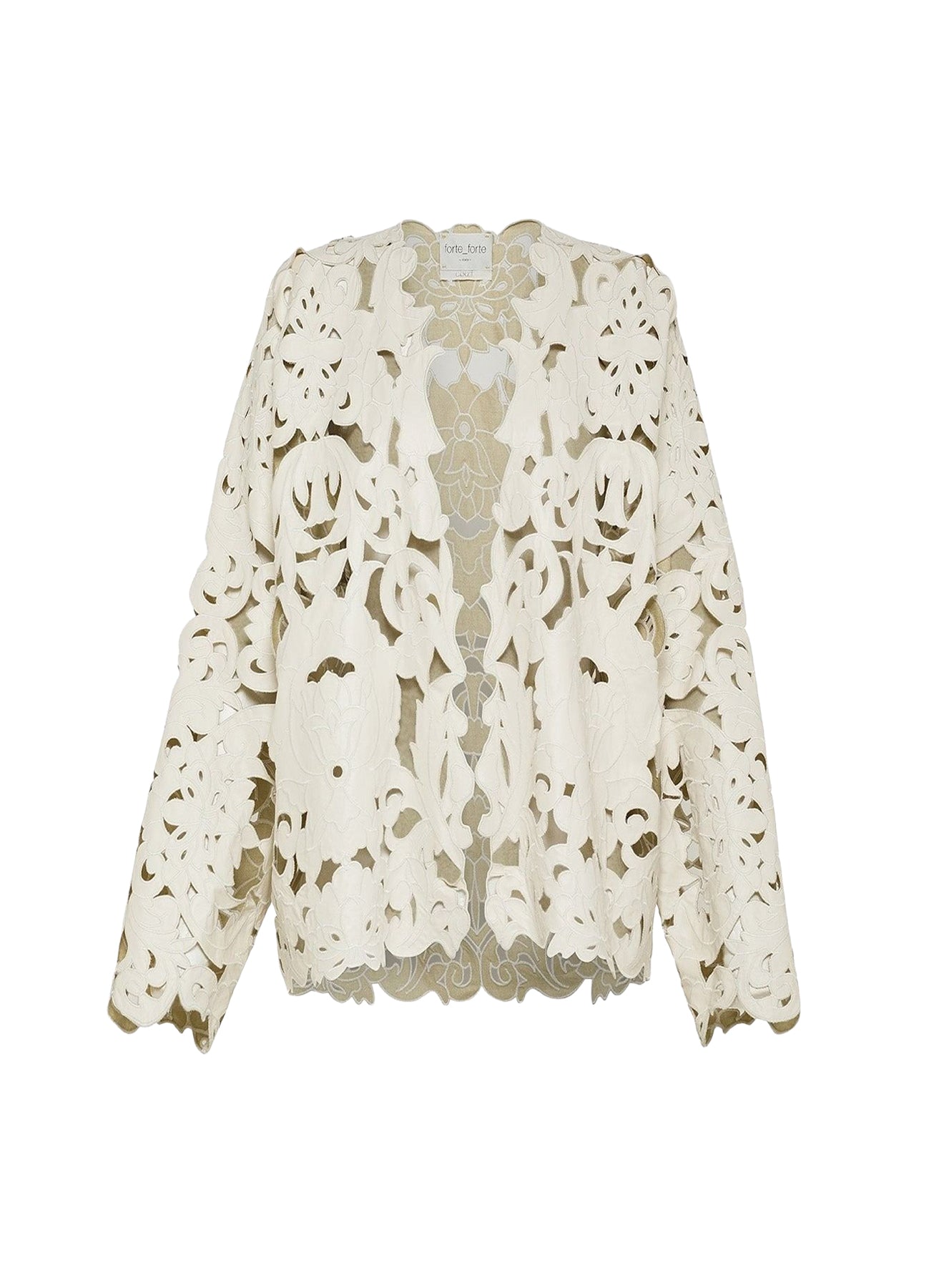 Jacket with "Poetic orchid" embroidery in leather - Orchidea