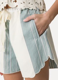 Short à taille haute en lin mélangée - Acqua