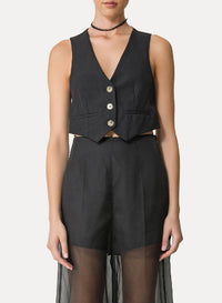 Threaded waistcoat - Black
