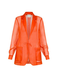 Tailored silk collar jacket - Papavero