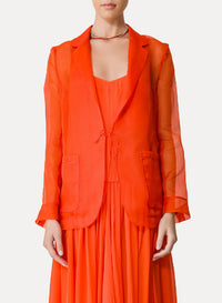 Tailored silk collar jacket - Papavero