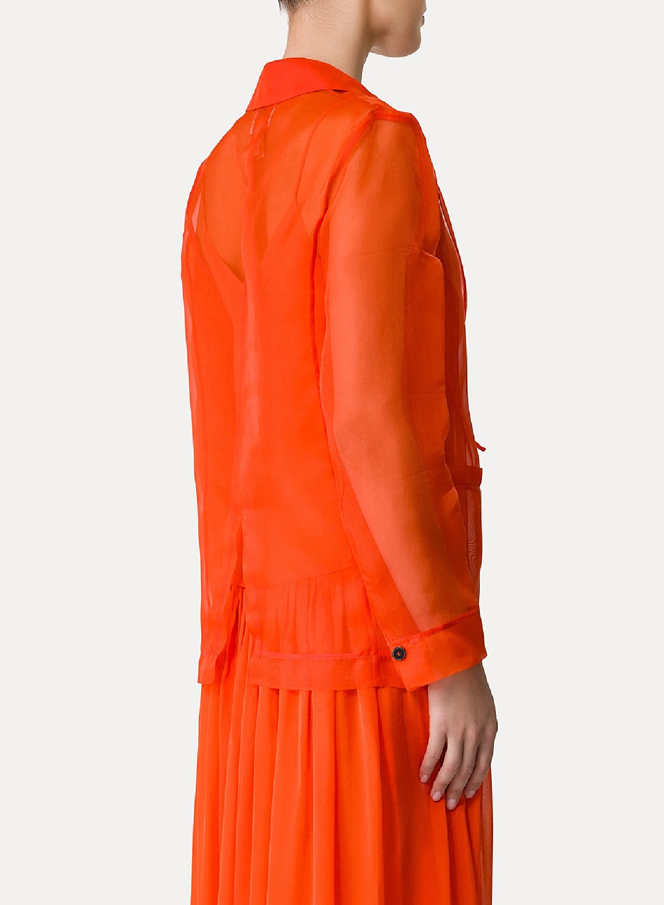 Tailored silk collar jacket - Papavero