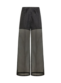 Pantalon à jambes larges en soie - Noir