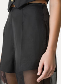 Pantalon à jambes larges en soie - Noir
