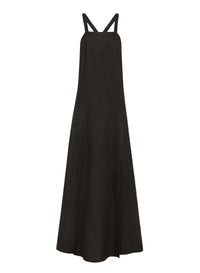 Robe à encolure carrée en lin - Noir
