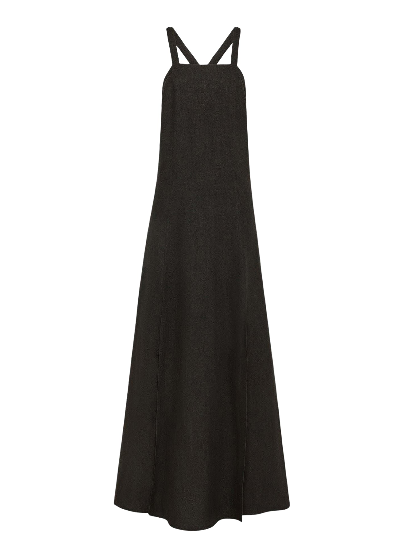 Robe à encolure carrée en lin - Noir