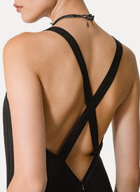 Robe à encolure carrée en lin - Noir