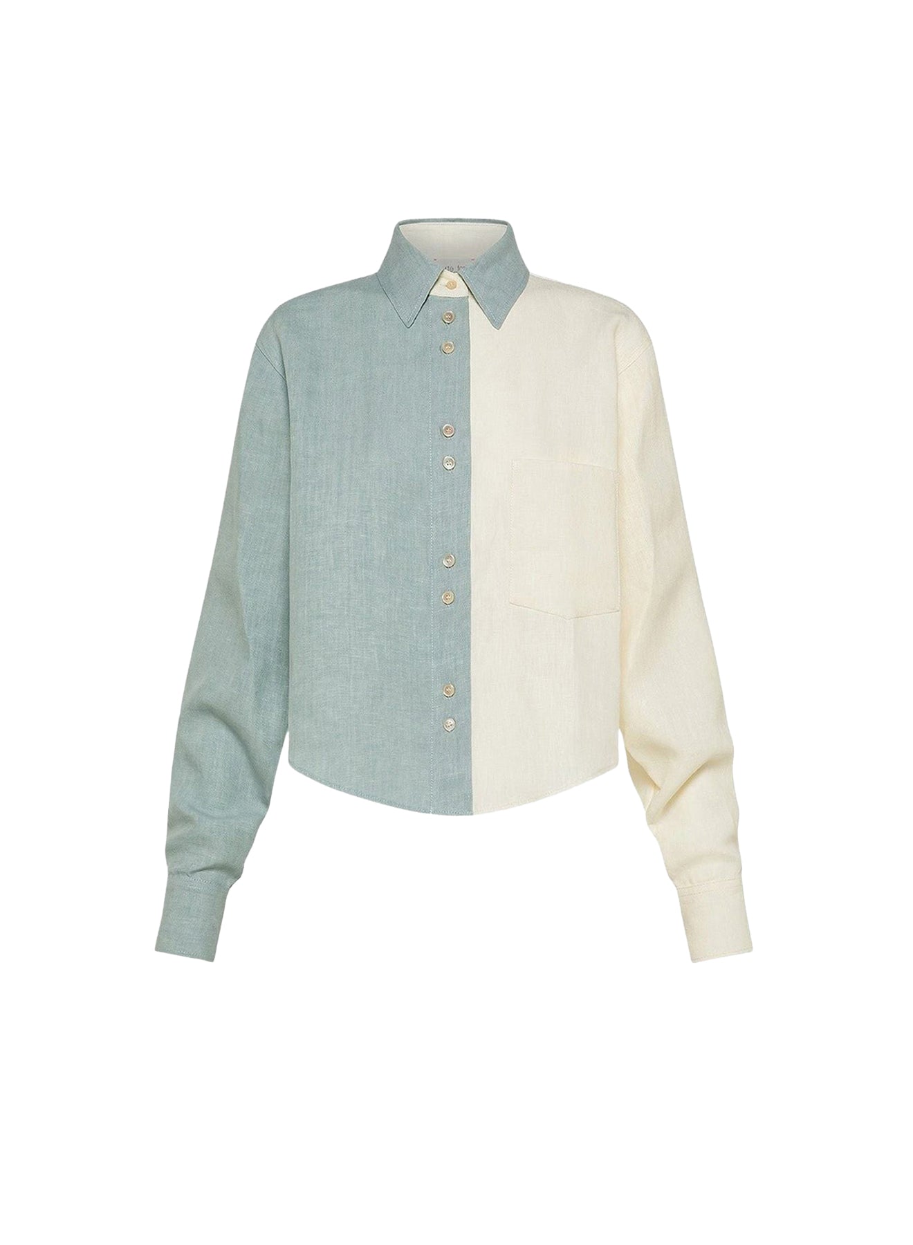 Chemise color block en soie - Acqua