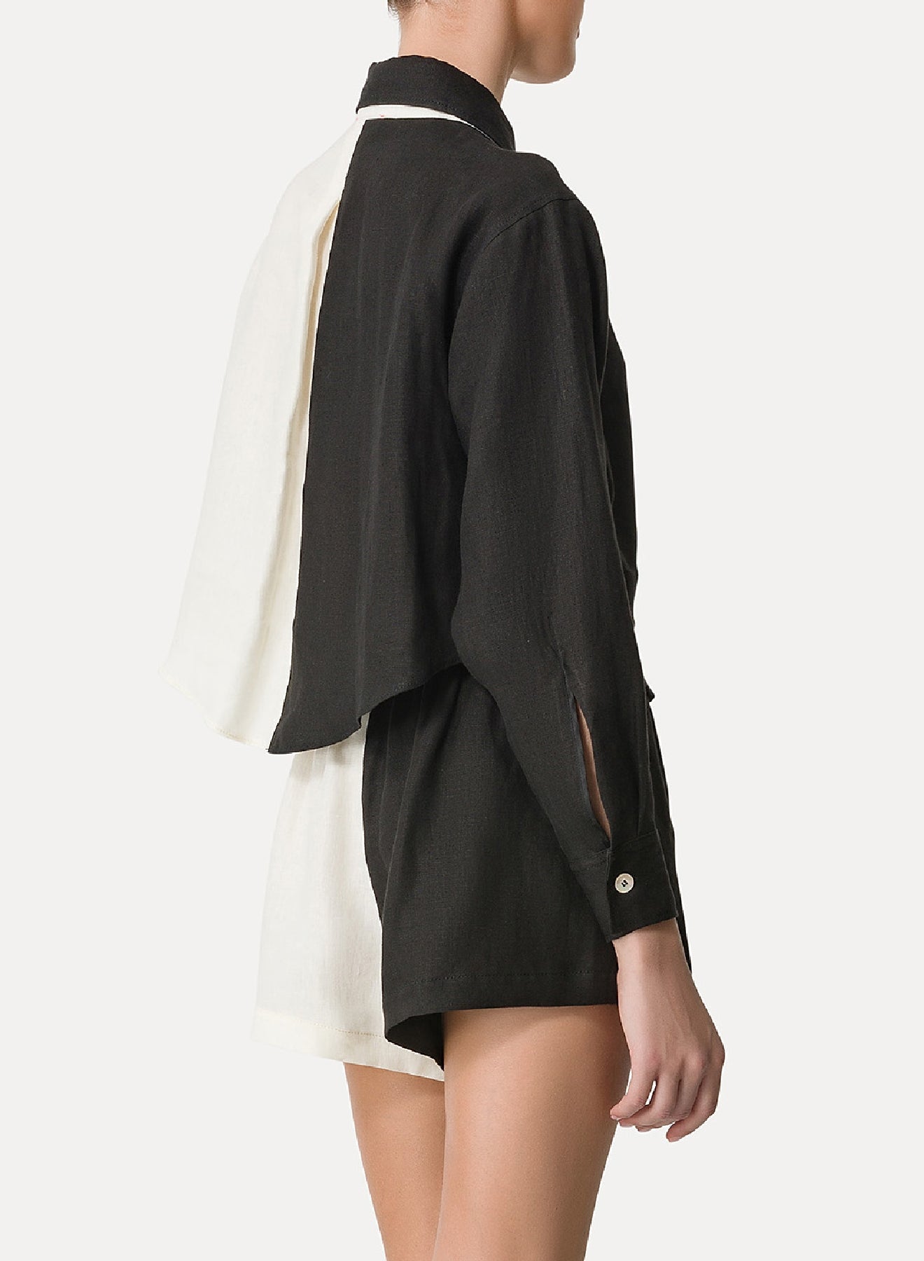 Chemise color block en soie - Acqua