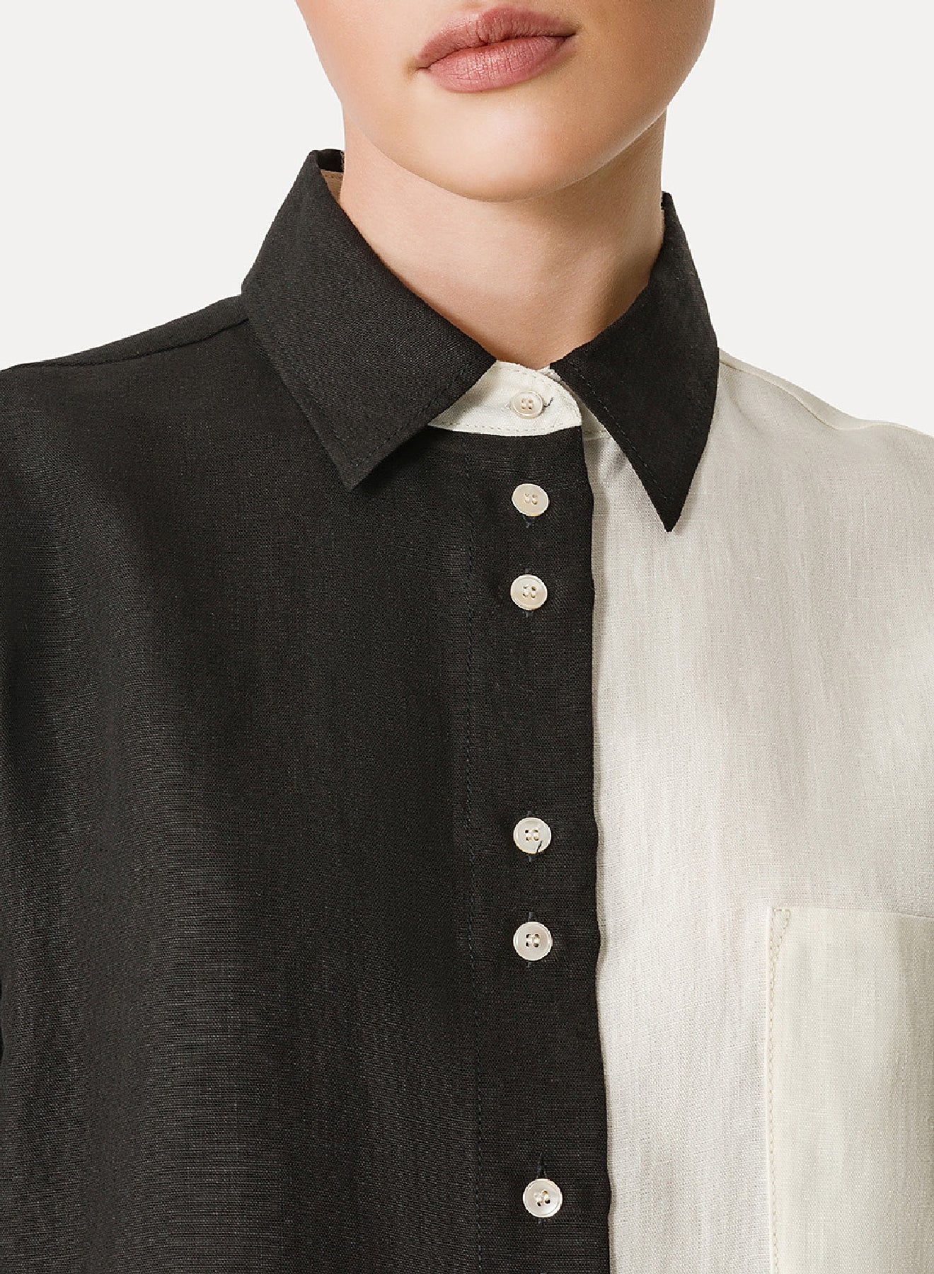 Chemise color block en soie - Acqua