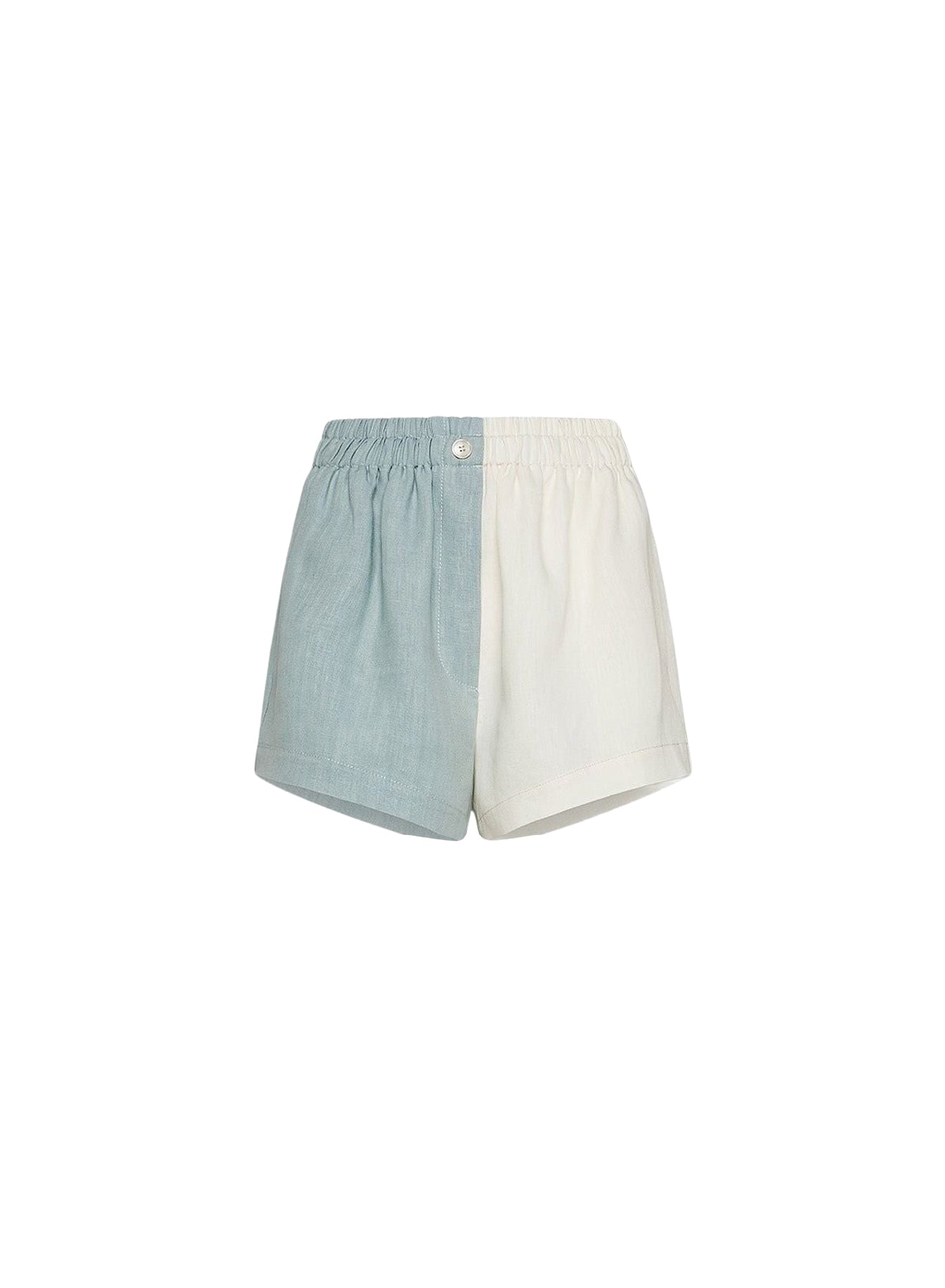Linen colour block shorts - Acqua
