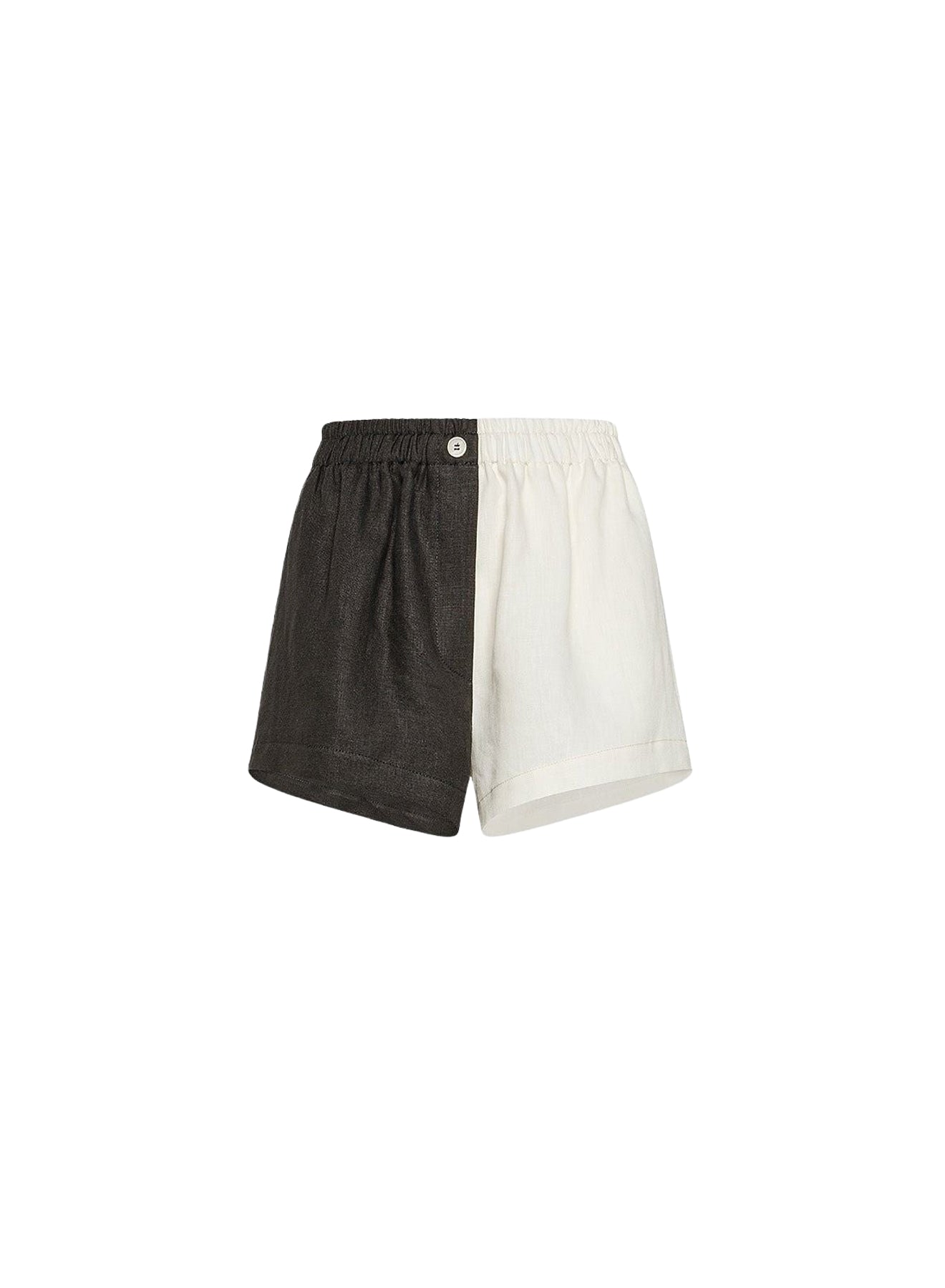 Short color block en lin - Noir